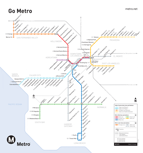 Mapa del sistema de trenes Metro, incluyendo Expo I y II.