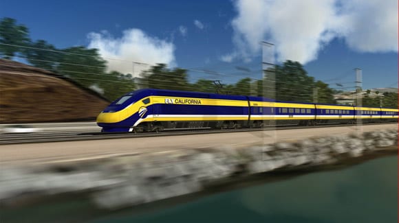 Representación de lo que sería el tren bala en California. Crédito: Los Angeles Times.