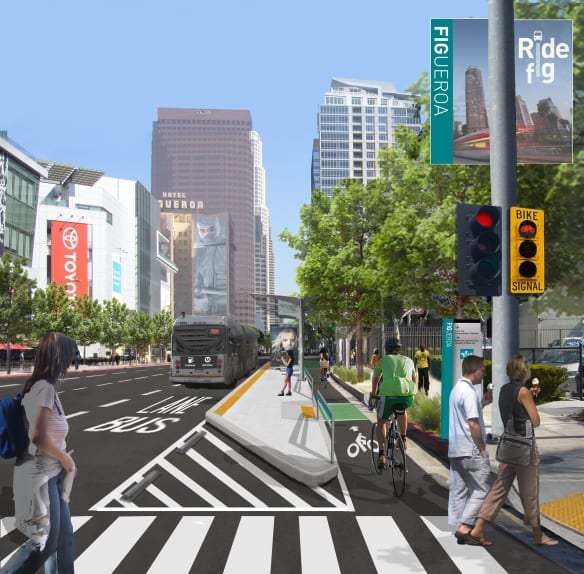 Figueroa y la calle 11. Dibujo de la Ciudad de Los Ángeles.