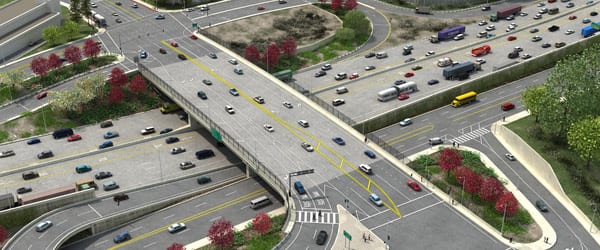 Ilustración del puente en Sunset Boulevard.