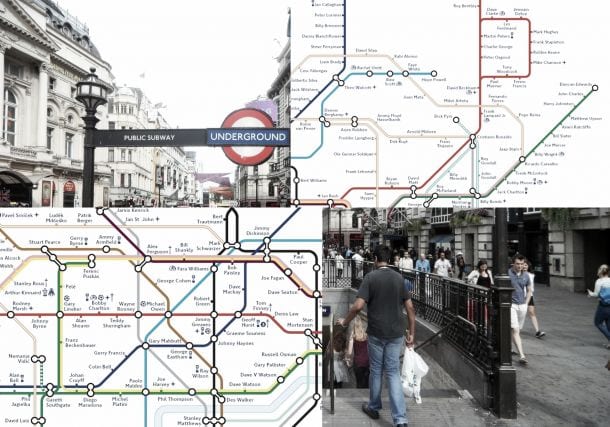 Metro y fútbol. Dos elementos indisolubles en la capital británica (Fotos: FA y elaboración propia). 