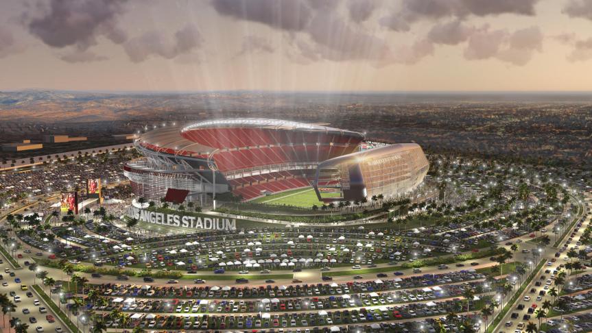 Ilustración para el proyecto de estadio en Carson que desean compartir los Chargers y los Rams.
