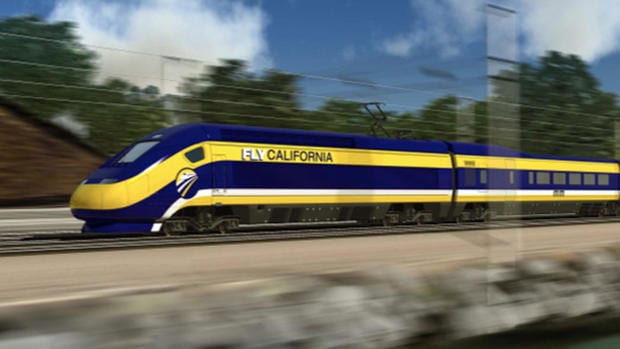Ilustración del proyecto del tren bala en California.