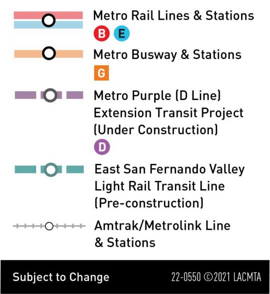 Legend for East San Fernando Valley Light Rail Transit Line (Pre-construction)